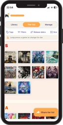 Custom tier list grouped into S, A, B, C rows