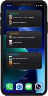 Gamekore widgets on the home screen